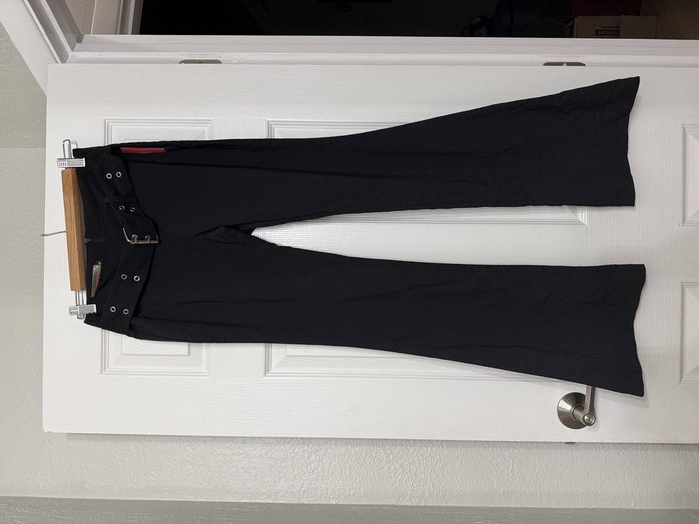 Y2K RARE Prada Red Label Hip Hugger low rise FLARED Black Dress Pants S